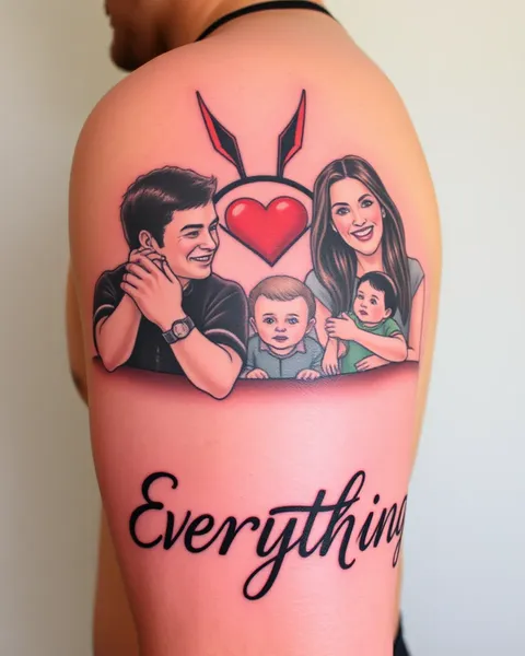 Tatuaje "Familia es todo" por amor a la familia eterno